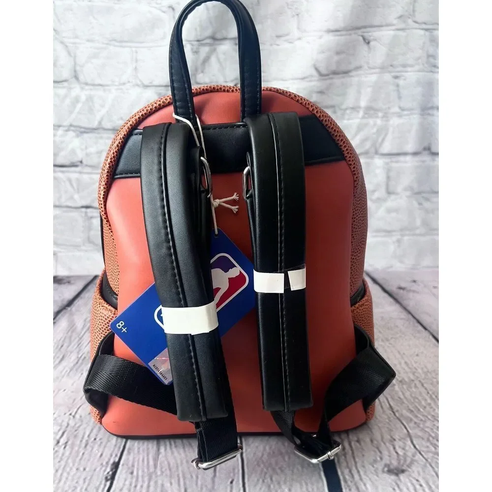 Loungefly NBA Brooklyn Nets Basketball Logo Mini Backpack Orange‎ & Black - New